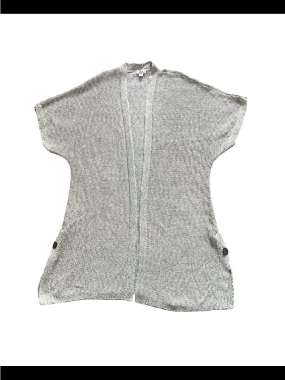 Pure Jill J. Jill 100% Cotton Short Sleeve Open Front Cardigan Gray Med Petite